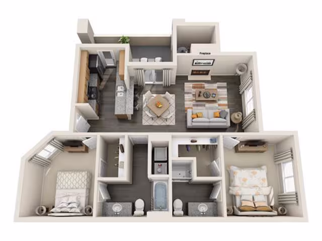2 Beds • 2 Bath 1147 floor plan