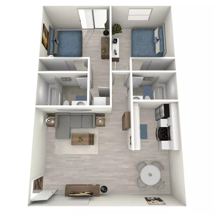 2 Beds • 2 Bath 117 floor plan