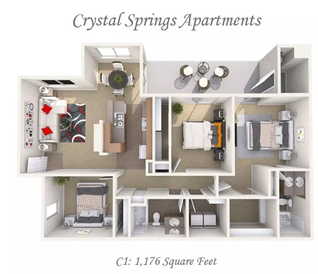 3 Beds • 2 Bath 2016 floor plan