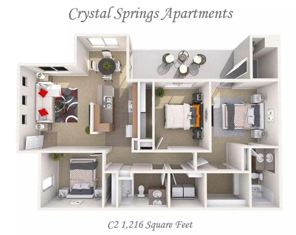 3 Beds • 2 Bath 1133 floor plan