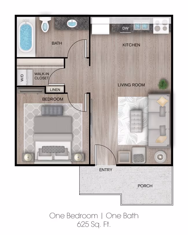 1 Bed • 1 Bath 087 floor plan