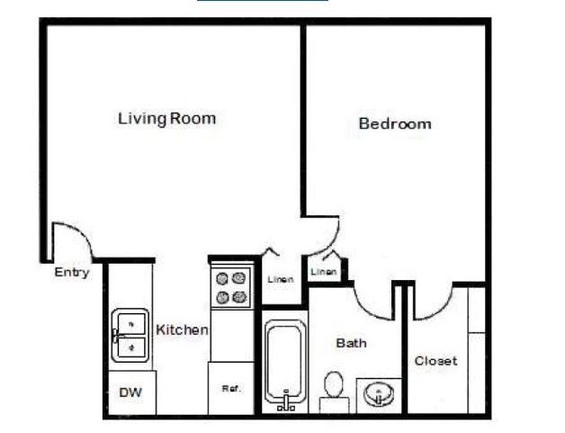 1 Bed • 1 Bath 223333 floor plan