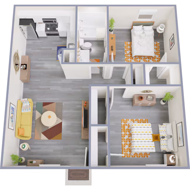 2 Beds • 1 Bath F-346 floor plan