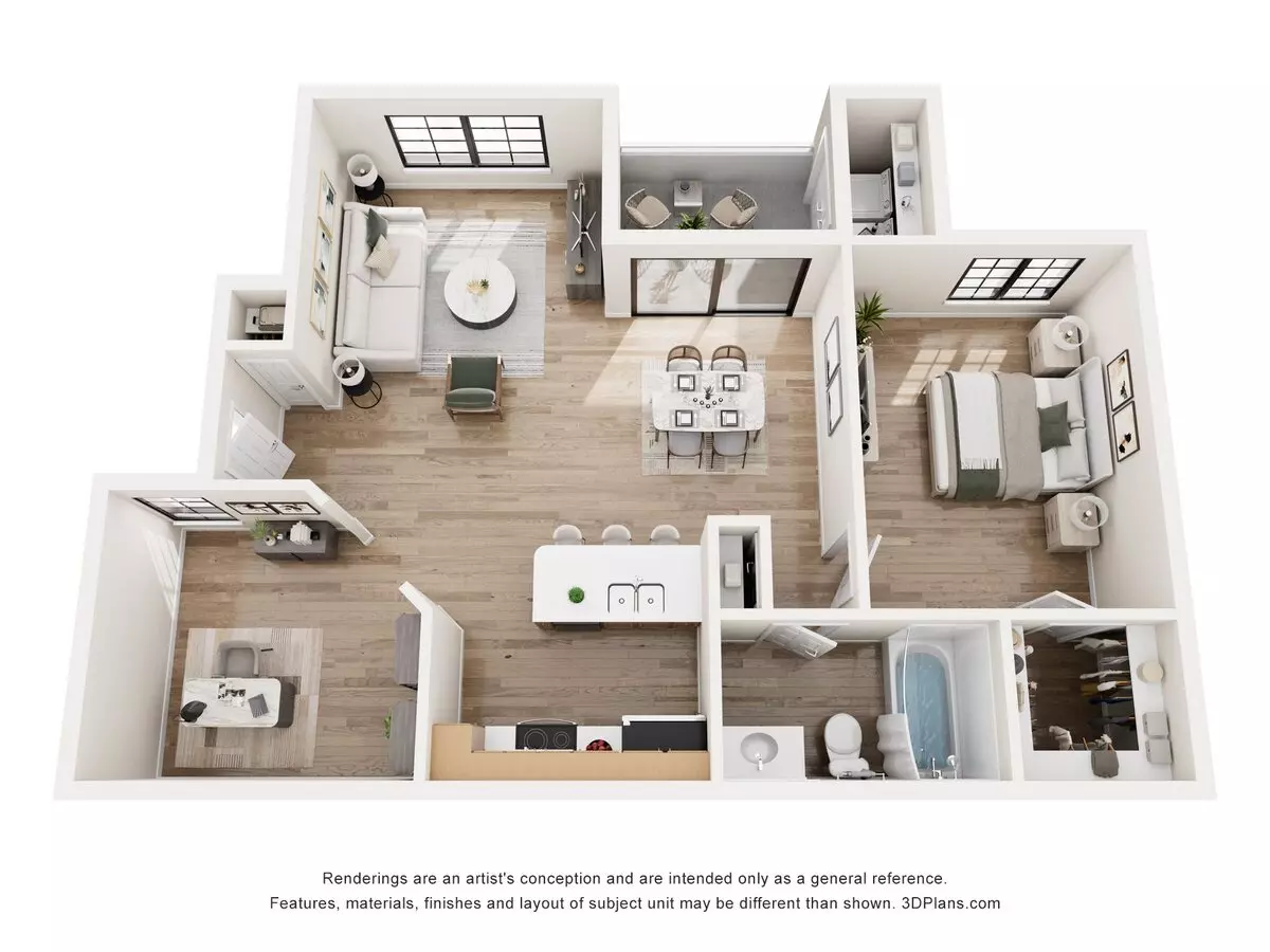 2 Beds • 1 Bath 1041 floor plan