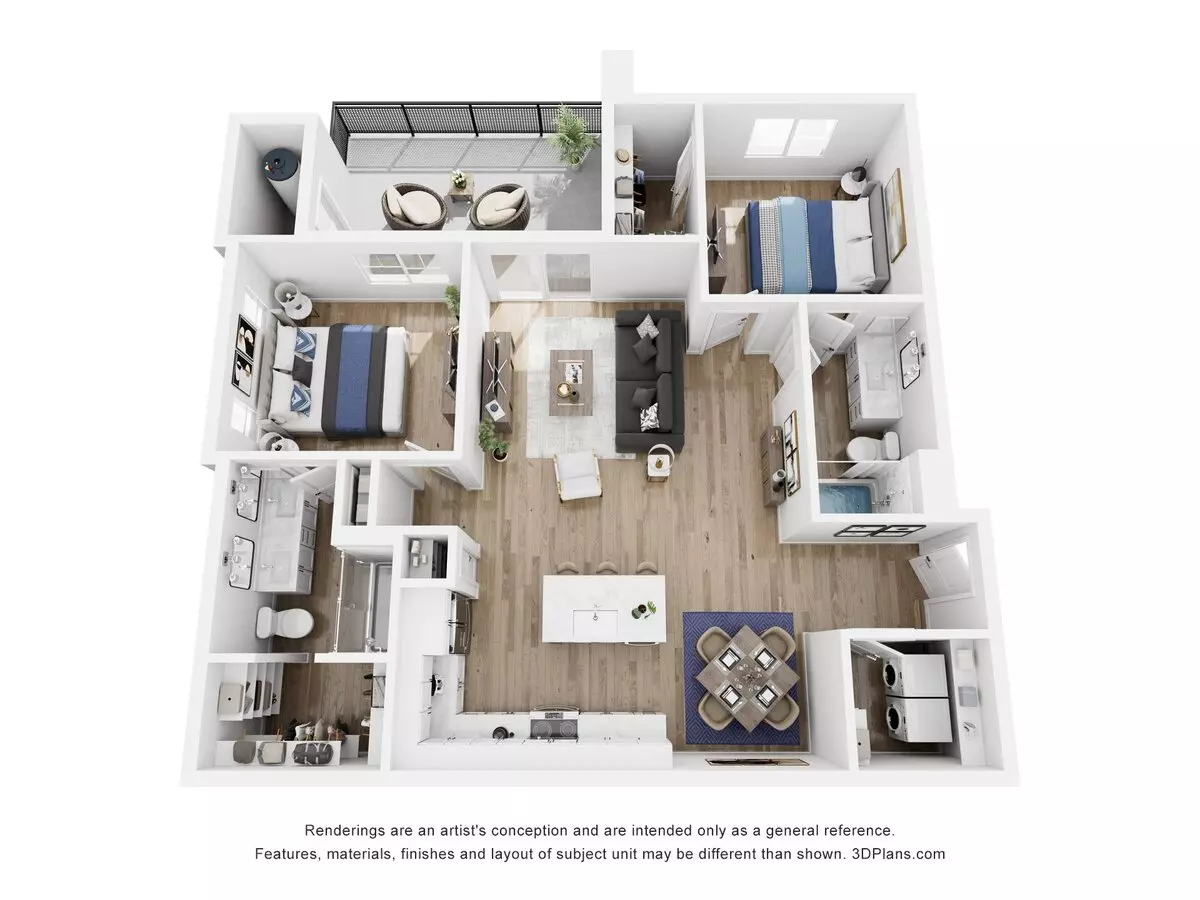2 Beds • 2 Bath G100 floor plan