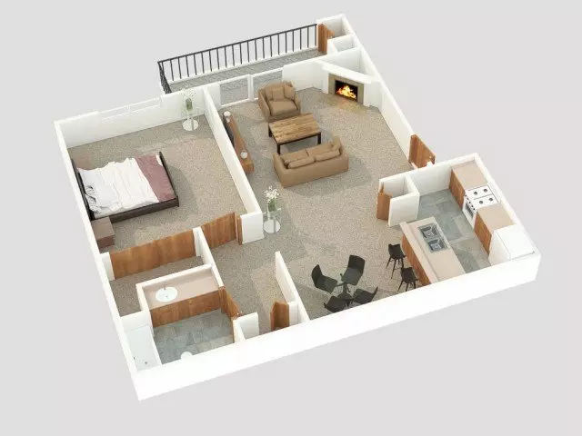 1x1 Top Floor A09 floor plan
