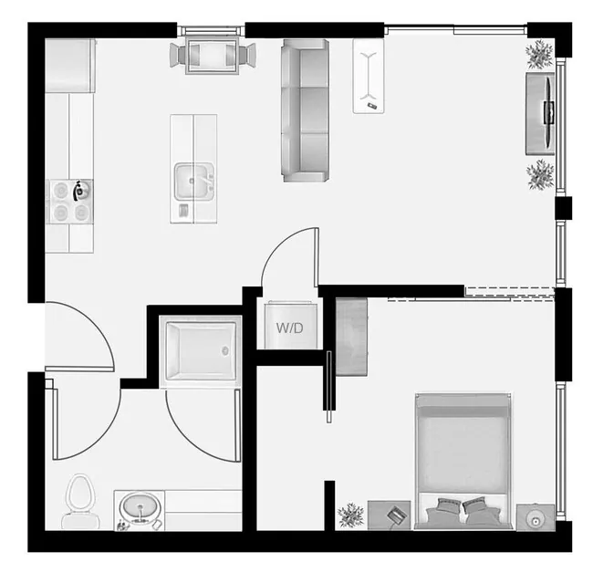 1x1 floor plan