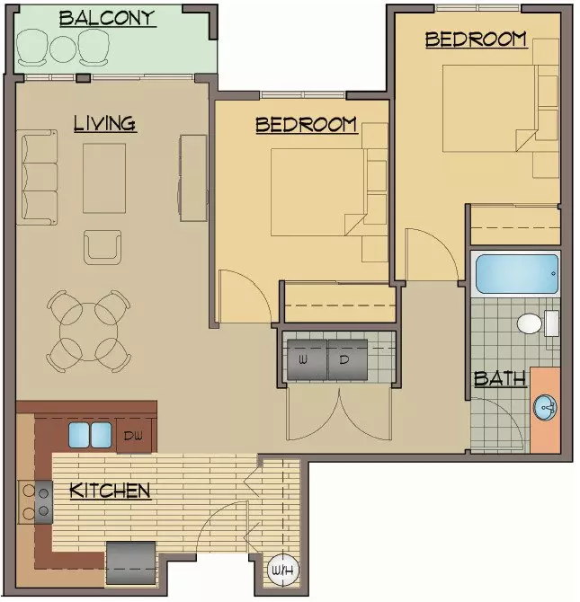 2BD, 1BTH A Rehab 1-310 floor plan