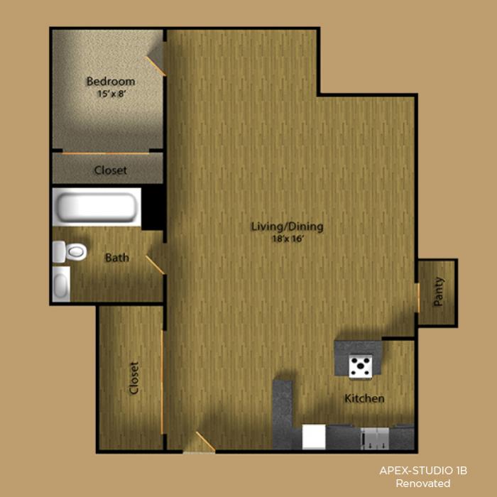 1x1 F Private floor plan