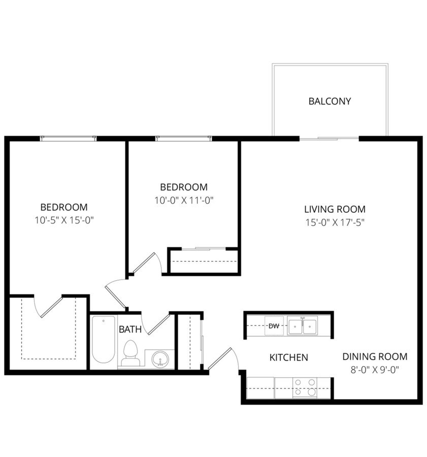 Two Bedroom I206 floor plan