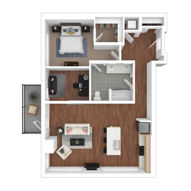 1x1_Den_UnitB 604 floor plan