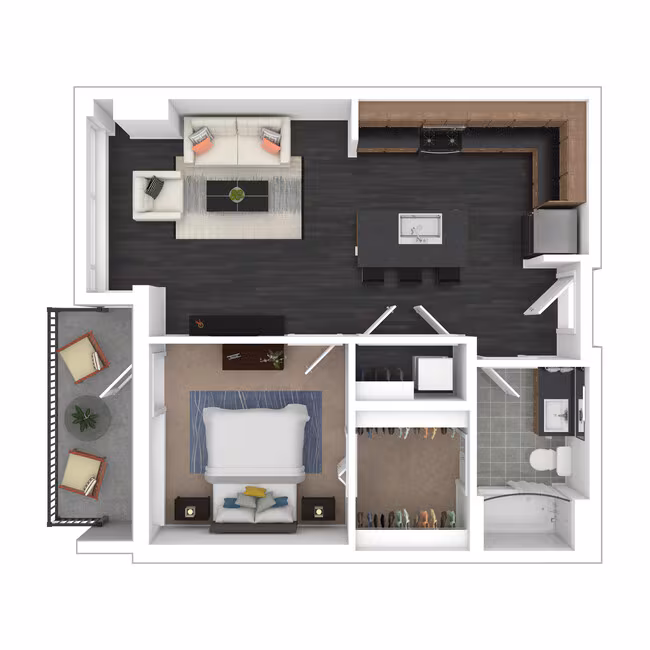 1x1_UnitB 903 floor plan
