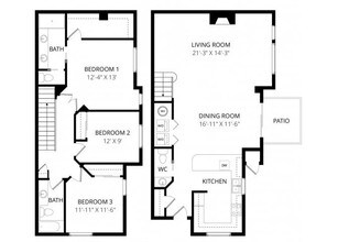 3 Beds • 2 Bath WAITT32 floor plan