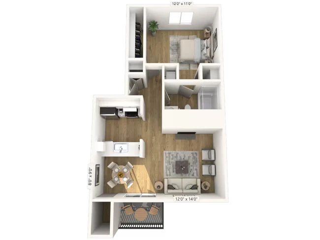 1x1Bc K204 floor plan