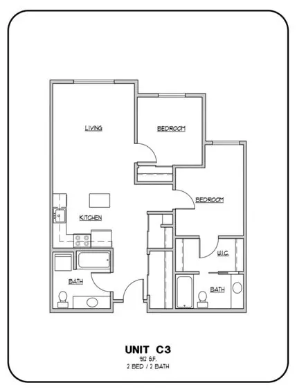 2BR/2BA floor plan