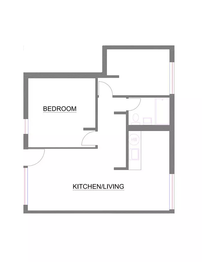 Small Two Beds One Bath 109 floor plan