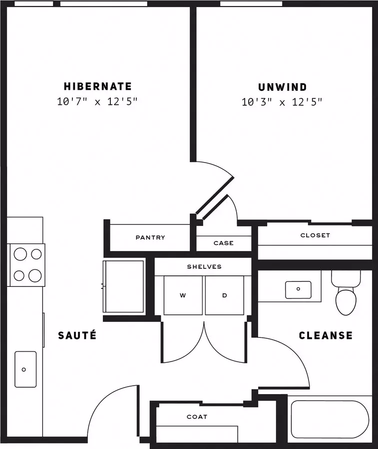 1BR/1BA 420 floor plan