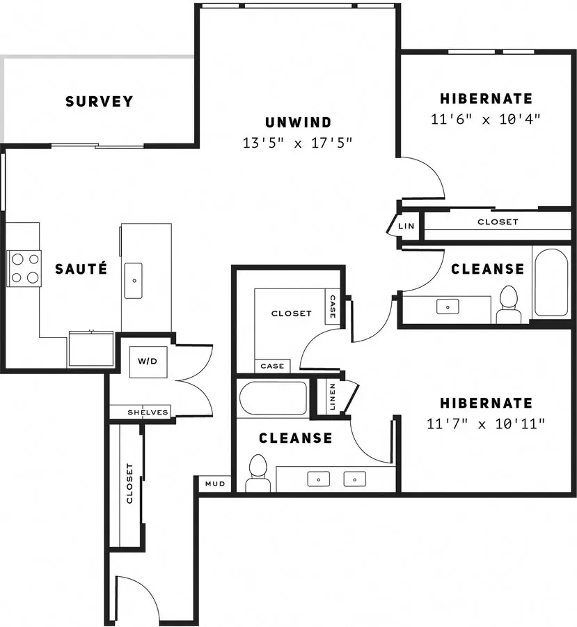 2BR/2BA 602 floor plan