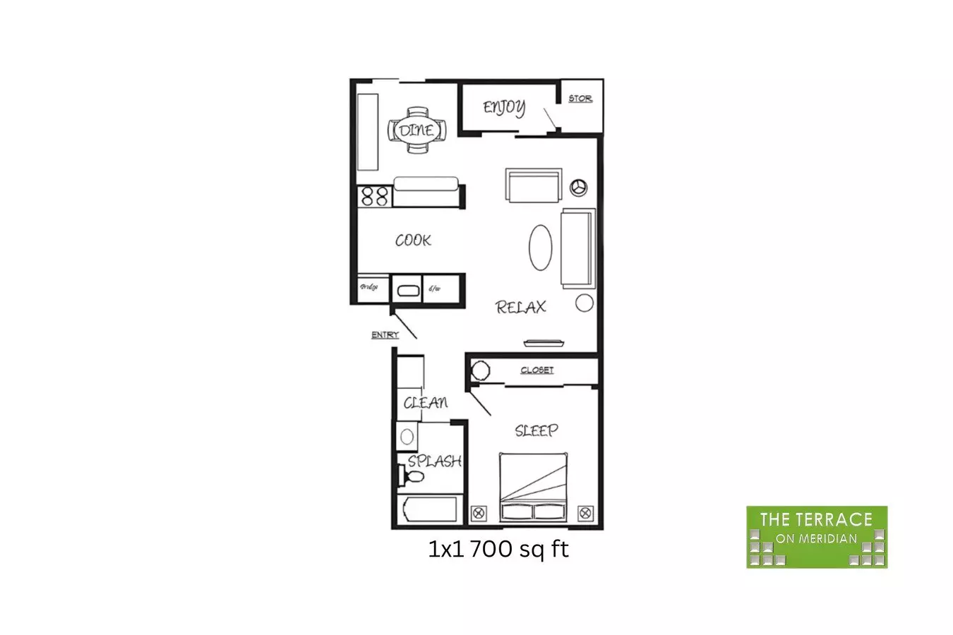 One Bedroom K-K204 floor plan