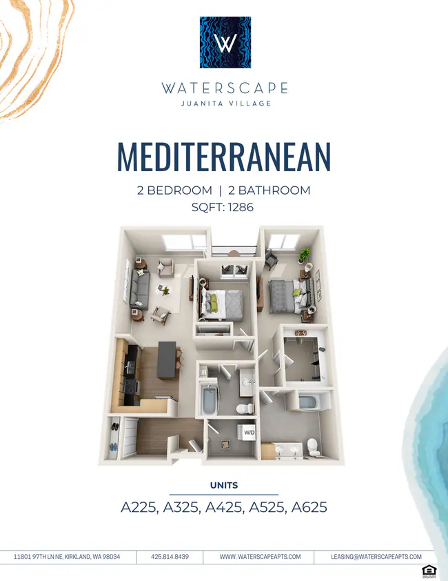 2BR/2BA A225 floor plan