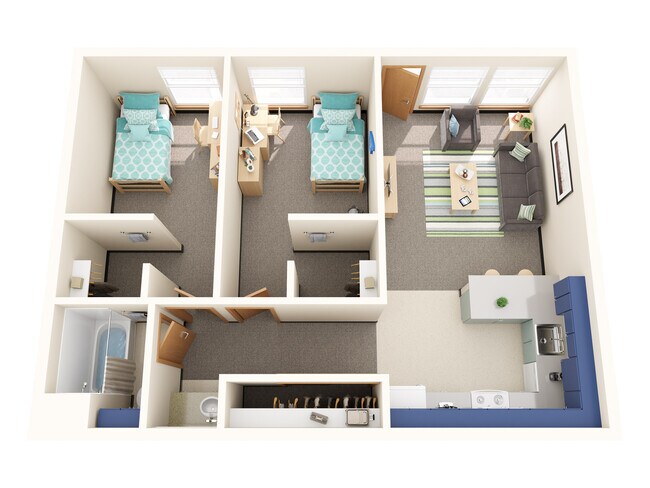 2-Bedroom Private floor plan
