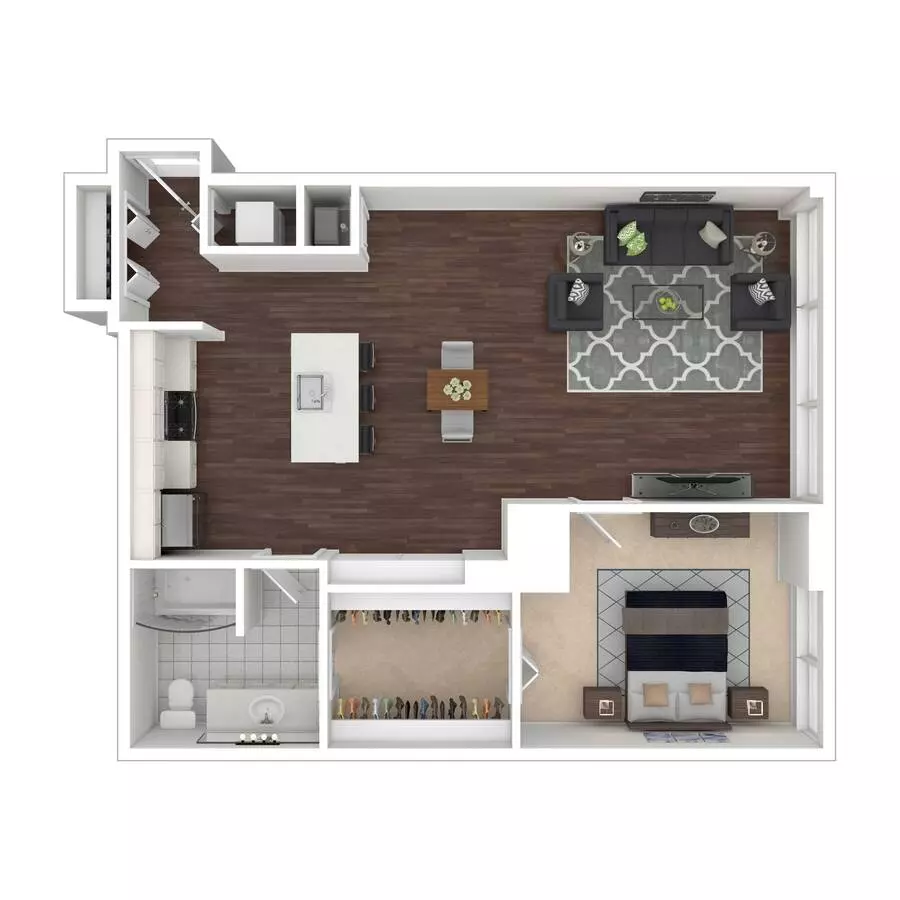 One Bedroom One Bath Large a8.1 905 floor plan