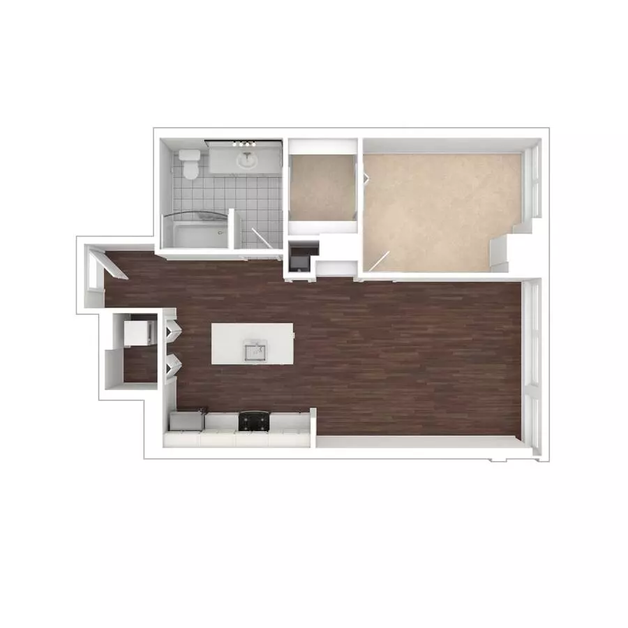 One Bedroom One Bath Large a9.1 2705 floor plan