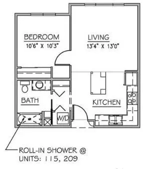 1 Bed 1 Bath 407 floor plan