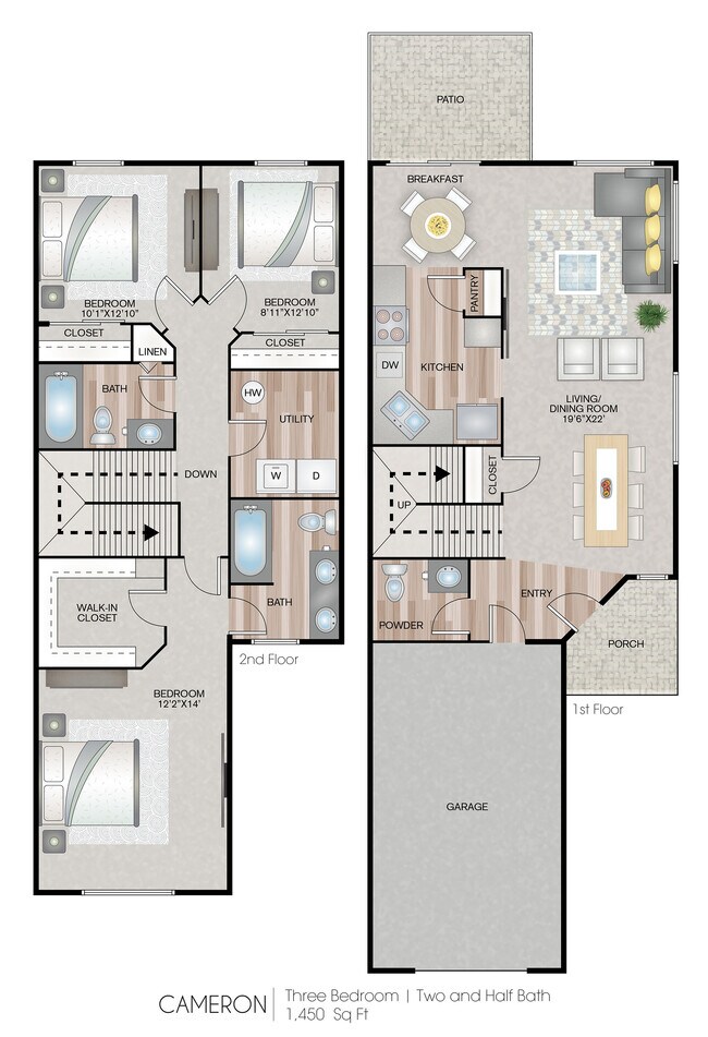 3 Beds • 2 Bath J103 floor plan