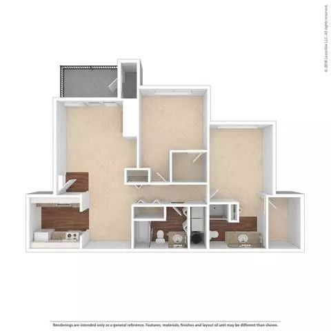 2x2 Renovated E106 floor plan