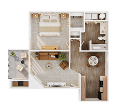 1x1B 302 floor plan