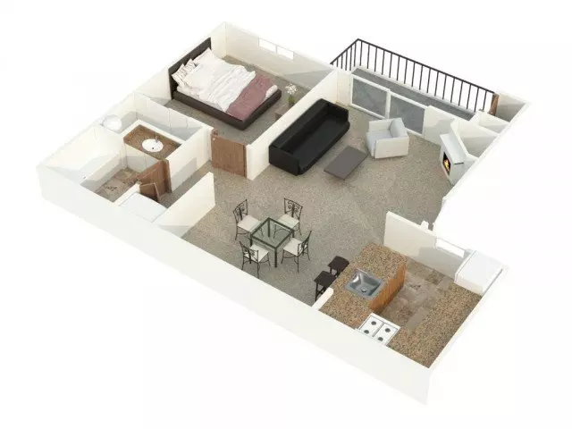 1BR/1BA E09 floor plan