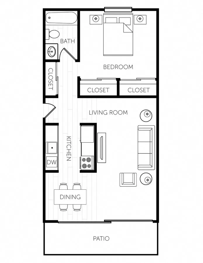 One Bedroom - Medium B107 floor plan