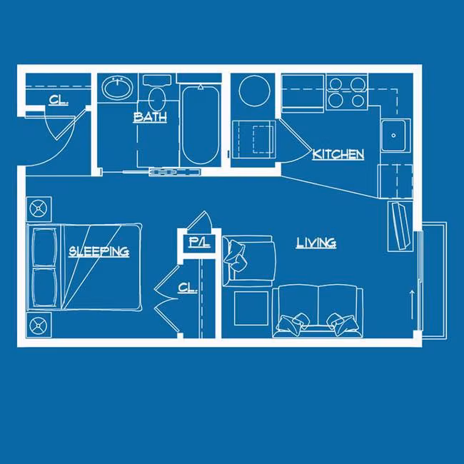 Studio 208 floor plan