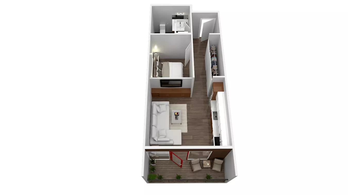 Boutique Style Open 1x1 w/ Large Balcony 310 floor plan