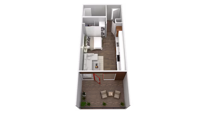0BR/1BA 505-MFTE floor plan