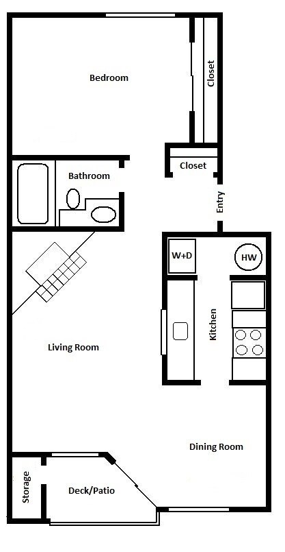 1BR/1.0BA N104 floor plan