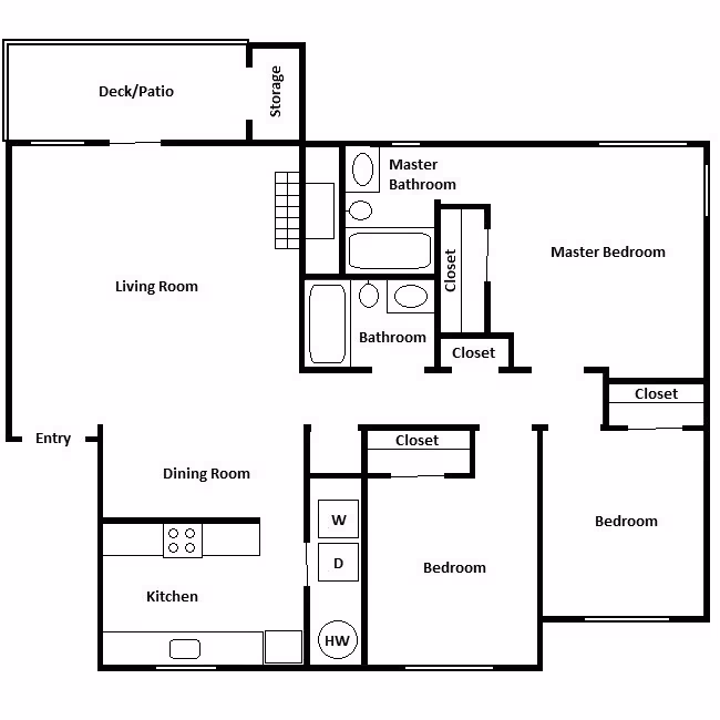 3BR/2.0BA S201 floor plan