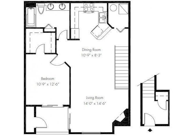 1x1 Penthouse H201 floor plan