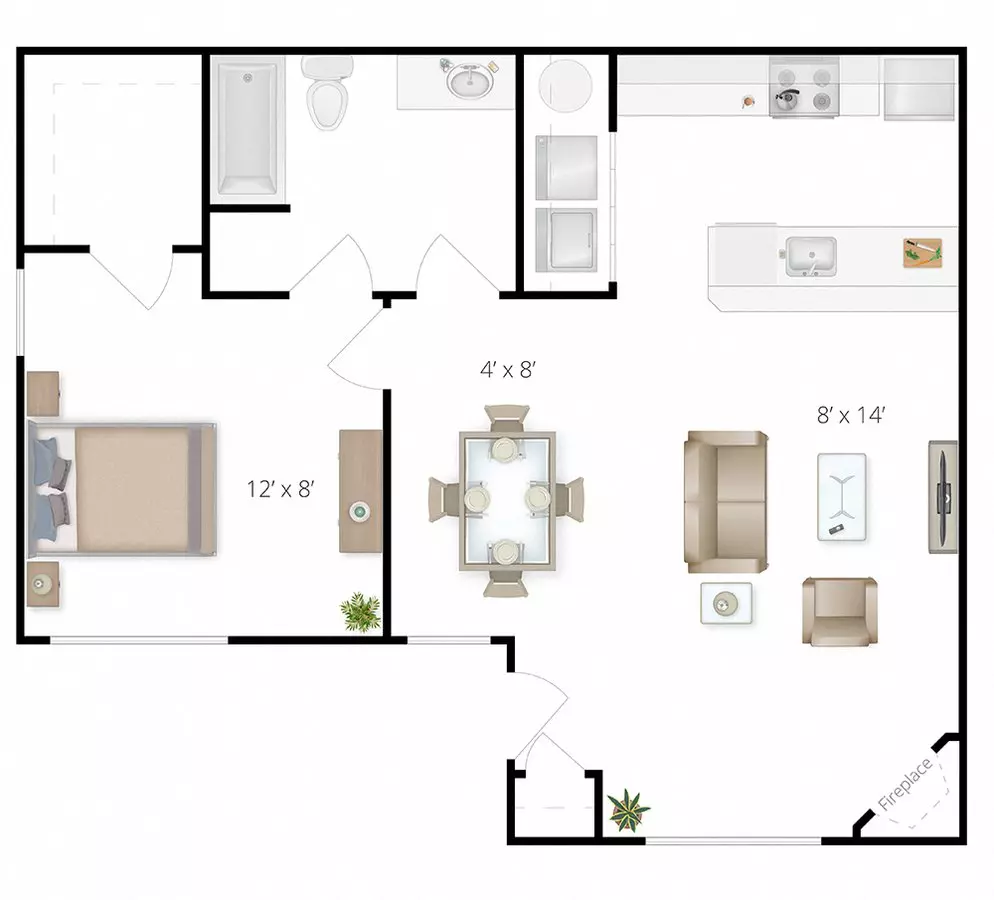 1x1 105 floor plan