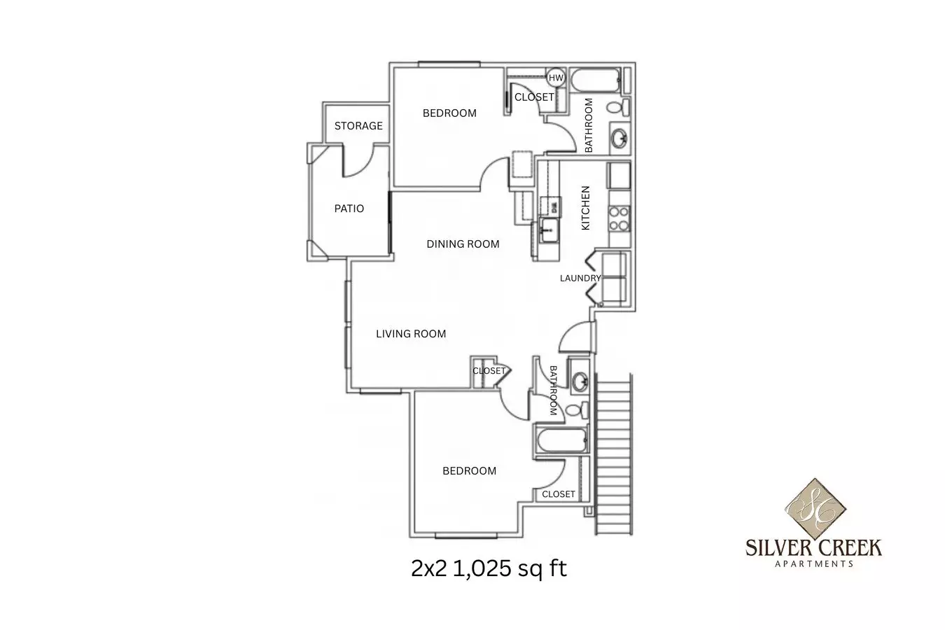 Two Bedroom Two Bath K-102 floor plan