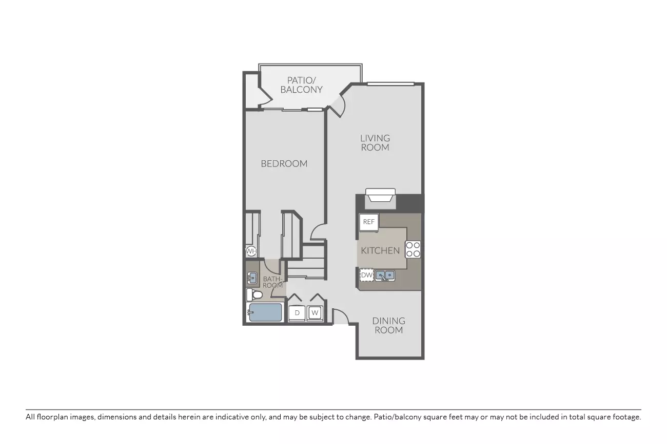1 Bed 1 Bath K204 floor plan