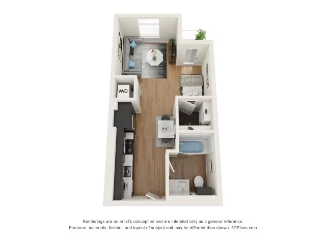 Studio A114 floor plan