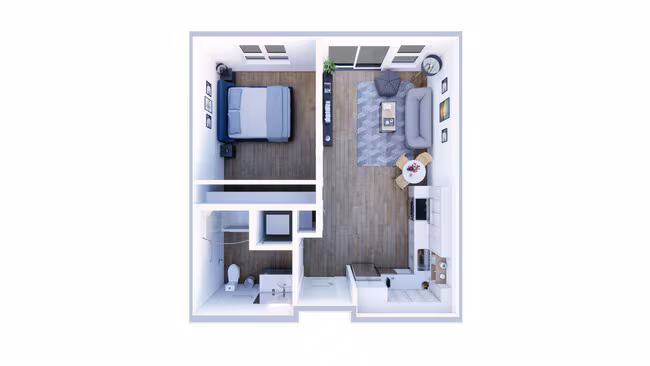 One-Bedroom 527 floor plan