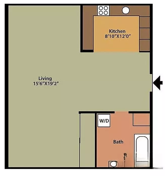 Studio 1 Bath S2 523B floor plan