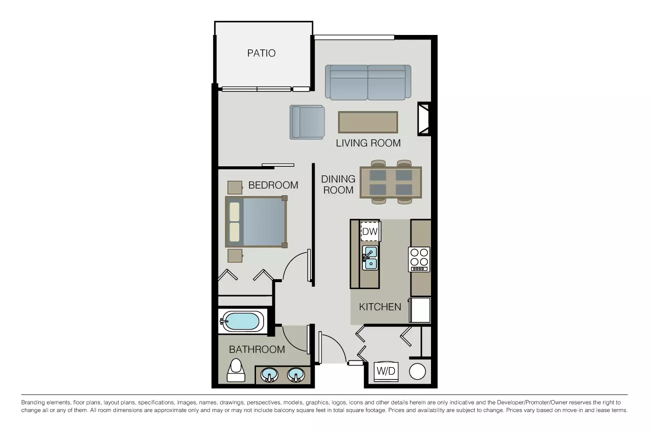 1 Bed 1 Bath 1105 floor plan