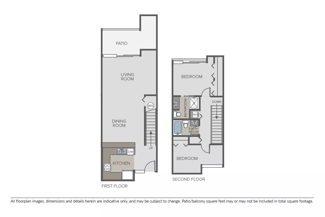 2 Bed 2 Bath Townhome 5203 floor plan