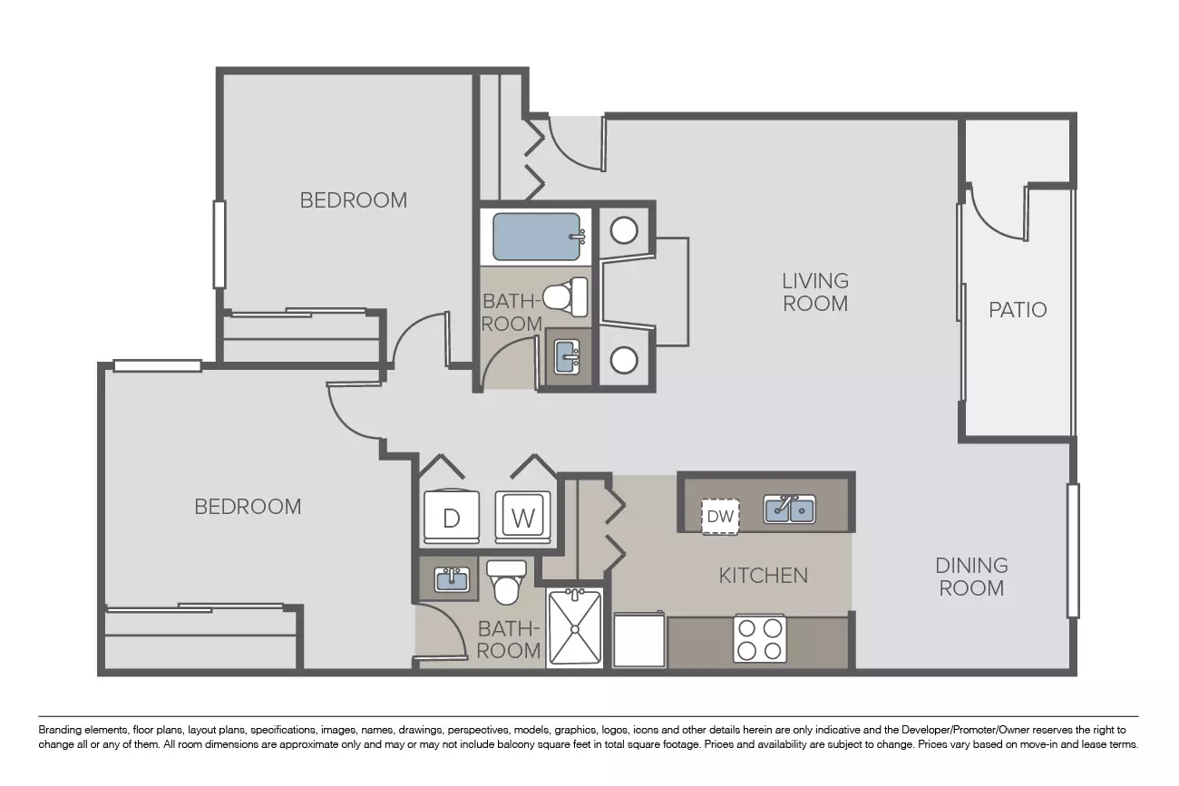 2 Bed 2 Bath 01C306 floor plan