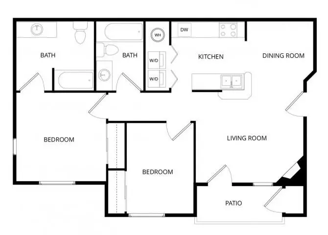 Small 2 Bedroom G104 floor plan