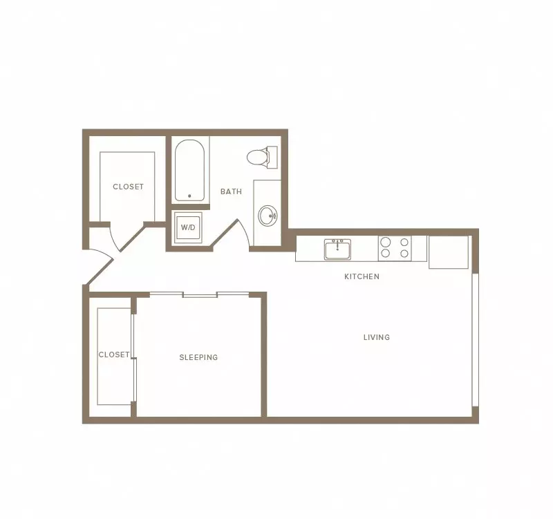 A1 Open 1x1 216 floor plan